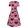 thumbnail image 4 of LWavelet Valentine's 2026 Red-Pink Crochet Heart & Flower Dress, Women's V-neck Short Sleeve Fitted Waist A Line Flowy Sundresses Deep Red S, 4 of 4