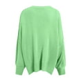 thumbnail image 3 of Pullover Sweaters for Women 2025 Long Sleeve Crewneck Oversized Side Slit Plain Knitted Sweater Tops Fall Winter Outfits, 3 of 6