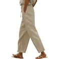 thumbnail image 2 of BILIKEYU Women's Summer High-Waisted Cotton-Linen Wide-Leg Trousers, Women's Cotton-Linen Blend Trousers, Women's Elastic Waist Cotton-Linen Trousers, 2 of 7