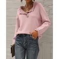 thumbnail image 6 of BTFBM Womens Sweaters Fall Winter Clothes Long Sleeve Button Down Ruffle Crew Neck Casual Knitted Pullover Tops, 6 of 7