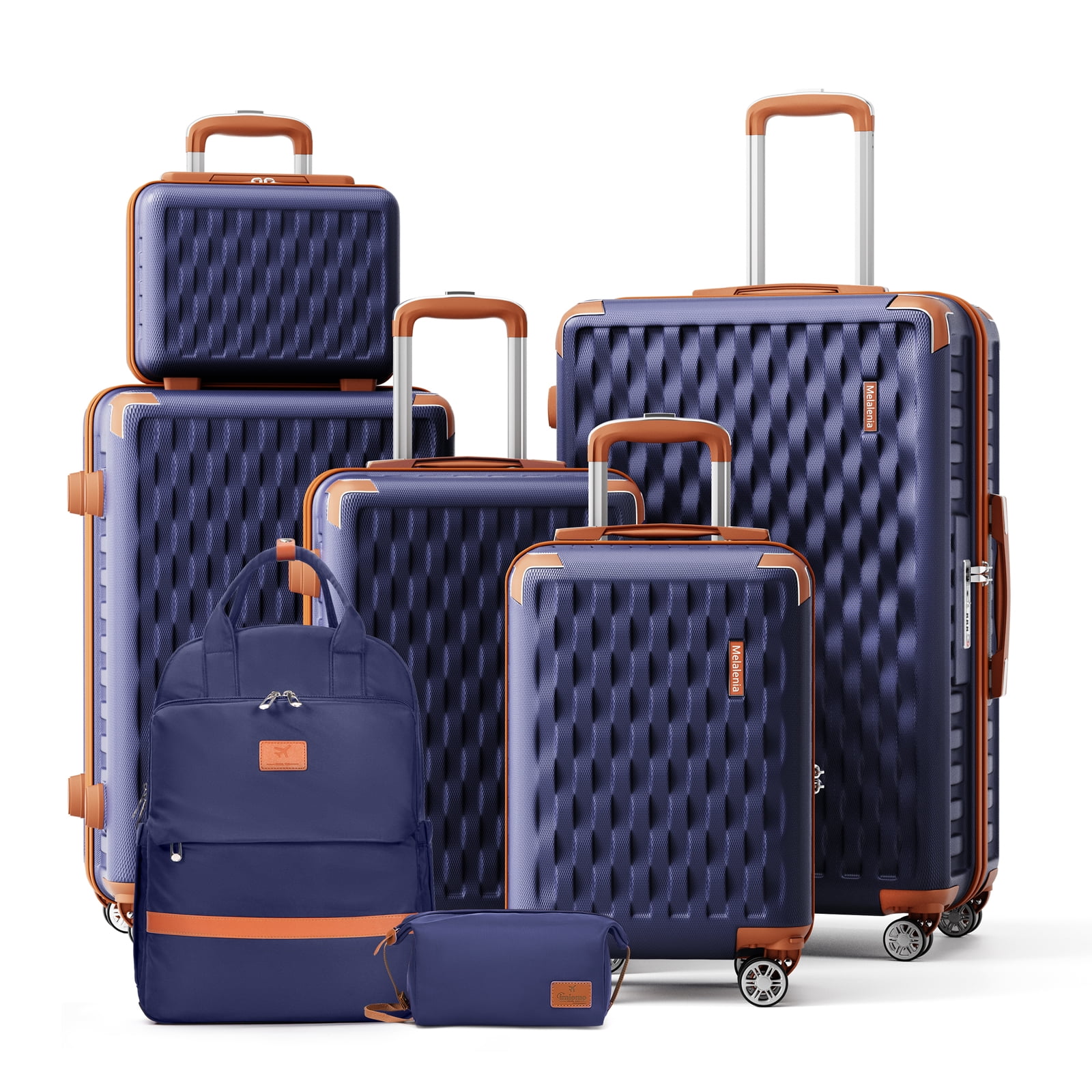 Melalenia - 7 Luggage Sets ABS Hardside Spinner Luggage -With
