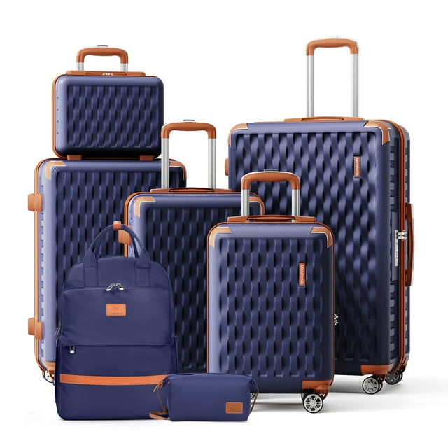 Melalenia - 7 Ensembles de Valises Rigides à Roulettes Multidirectionnelles en ABS avec Serrure TSA