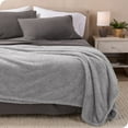 thumbnail image 3 of Bare Home Faux Shearling Blanket - Dual Layer - Fluffy & Soft - Lightweight - Full/Queen, Light Gray, 3 of 7