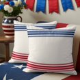 thumbnail image 3 of 2 Pack Outdoor Waterproof Throw Pillow Covers,Independence Day Red Blue Stripe Decorative Square Patio Pillowcases for Chair Couch Sofa 18x18in, 3 of 9
