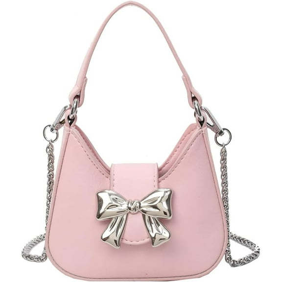 CAILDANL Small Shoulder Bag Cute Bow Purse for Women Crossbody Bag Trendy Y2K Purse Satchel Handbag Purse