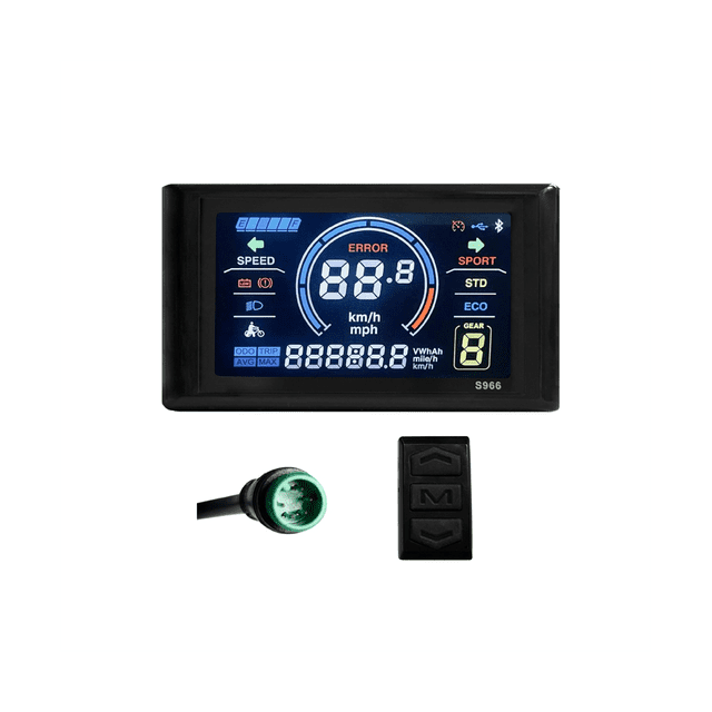 Electric Bike Display 24V-72V Waterproof LCD Display S966 Electric Bike Controller Panel Dashboard,Waterproof Connector,1 * bicycles LCD Display,Black
