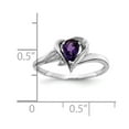thumbnail image 2 of Solid 14k White Gold 6x4mm Pear Amethyst Purple February Gemstone Checker Diamond Engagement Ring Size 7 (.01 cttw.), 2 of 3