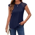 thumbnail image 2 of CHGBMOK Ladies Tops and Blouses Crew Neck Ribbed Fitted Shirt Basic Short Sleeves Summer T Shirt Tops S, 2 of 9