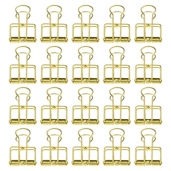20Pcs Gold Decorative Binder Clips Stainless Steel Paper Clamps Office Supplies