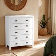 thumbnail image 1 of CorLiving Boston Modern Engineered Wood Tall 5 Drawer Tall Adult Dresser with Interlocking Drawers, White, 1 of 14