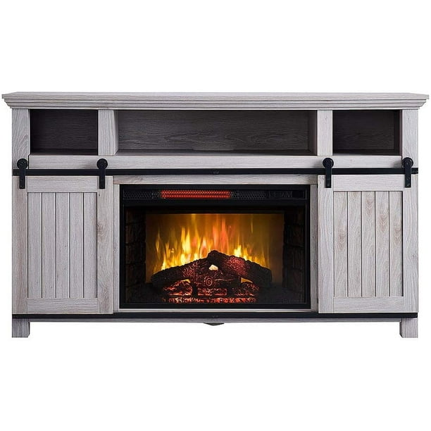 Heart Pro 58 Infrared Media Fireplace With Sliding Barn Doors Com Heart Pro 58 Infrared Media Fireplace, Electric Fireplace Tv Stand With Sliding Barn Doors