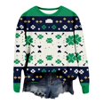 thumbnail image 7 of XIAOCHA Women's St Patrick Sweatshirt Pixel Clover Print Pullover Top Striped Crew Neck Sweatshirt, Green, Sizes XXXL, 7 of 7