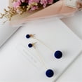 thumbnail image 3 of FRCOLOR Women Dangle Earrings Pom-pom Earrings Elegant Long Earring Fashion Jewelry (Blue), 3 of 8