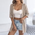 thumbnail image 2 of UVEASISHA Women Short Sleeve Crochet Cardigans Lightweight Summer Boho Kimono Cardigan Open Front Oversized Knit Sweaters Khaki S, 2 of 10