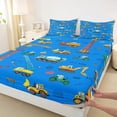 thumbnail image 3 of Castle Fairy Children Kids Cartoon Truck 4 Pieces Queen Sheet Sets,Construction Vehicles Ultra Soft Flat Sheet,Kawaii Car Theme Queen Fitted Sheet,Ultra Soft Home Decor, 3 of 7