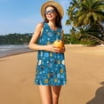 thumbnail image 3 of Easygdp Cute Colorful Owls And Trees para Vestido Transpirable de Mujer, Vestido Suelto de Manga Corta con Pliegues y Bolsillos para el Verano, 3 of 7