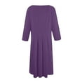 thumbnail image 5 of LISTHA 3/4 Sleeve Dresses for Women Fall Casual Loose Plain Pleated Flowy Midi Dresses Purple 2XL, 5 of 5