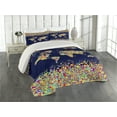 thumbnail image 2 of Ambesonne World Map Quilted Coverlet 3 Pcs, Mosaics Tiles Global, Queen Size, Dark Blue Yellow Blue, 2 of 4