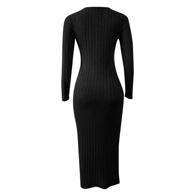 Women's Knitted Dress Long Slit Bodycon Long Dress With Neck Low Neck Dress  plus Size Swing Dress Floral Summer Long Dresses Tunic Dress for Women ...