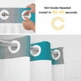 thumbnail image 2 of No Hook Shower Curtain with Snap in Liner, Modern Teal Gray Color Ombre Art Waterproof Bath Curtain Double Layers with See Through Top Window, Minimalist Stripe Gradient Hotel Shower Curtains 60x72in, 2 of 9