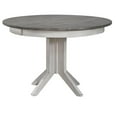 thumbnail image 3 of 7-Piece Round Solid Wood Extendable Dining Set With Ladder Back Chairs in White & Grey, 3 of 8