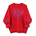 thumbnail image 2 of YueHuiYing Women's Oversized Hoodless Sweatshirt with Red Heart Pattern Print Round Neck Long Sleeves - Valentine's Day Everyday Versatile Casual Top, 2 of 6