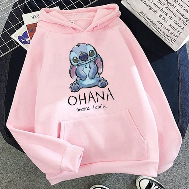 Sudadera con capucha de Disney Stitch para mujer, jerséis Harajuku, Tops informales Kawaii bonitos, Sudadera con cuello redondo y estampado de Ángel, sudadera Extragrande