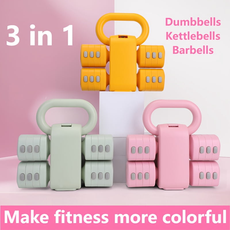 2-in-1 Adjustable Dumbbell & Kettlebell, Multifunctional Home Gear, 0-11.02LB Fast Mode Switch, Battery-Free Compact Fitness Equipment for Light Strength Training & Rehab