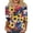 Multicolor, variant on Women's Modern Abstract Independence Day Element Print 3/4 Sleeve T-Shirt, Casual Round Neck Loose Fit Top for Weekend Outings, Premium Cotton Blend & Tag-Free Comfort,Blue L