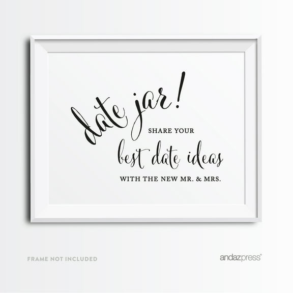 Date Jar - Share Best Date Idea Formal Black & White Wedding Party Signs