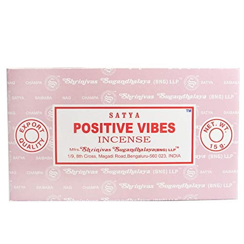 Varillas de incienso Satya Nag Champa Positive Vibes, paquete de 12