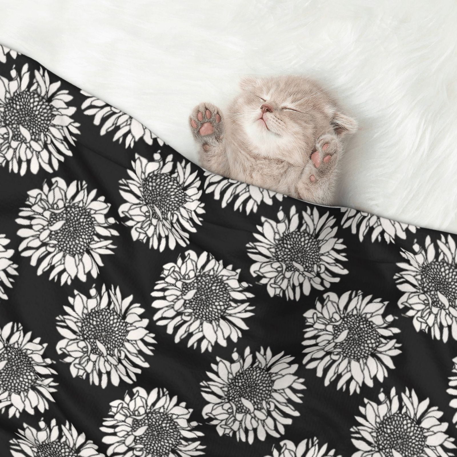 Naloa White Sunflowers Dog Blanket, 3 Sizes Cat Blanket for Indoor Cats Large Medium Small Dog Gifts-Medium