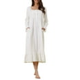 thumbnail image 1 of INSPIRE CHIC Chemise de Nuit pour Femmes Manches Longues à Volants avec Poches 2TG Blanc, 1 of 6