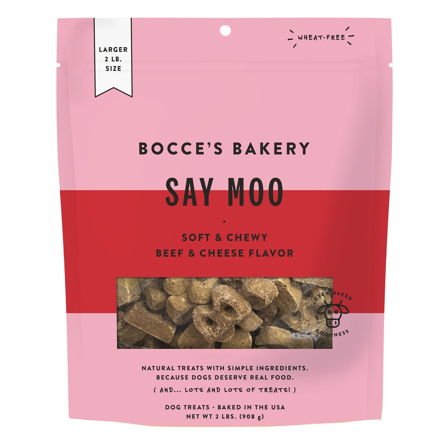 Bocce's Bakery Say Moo Natural Dog Treats, Beef & Cheese, 32 Ounce