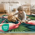 thumbnail image 4 of ODIKA 5'x7' Washable Area Rug Door Hawaiian Pcs Motif Plaid Frame Welcome Border Boho Layering for Small Living Room, Bedroom, Easy Care, Non-Shedding, Pet Friendly, 4 of 7