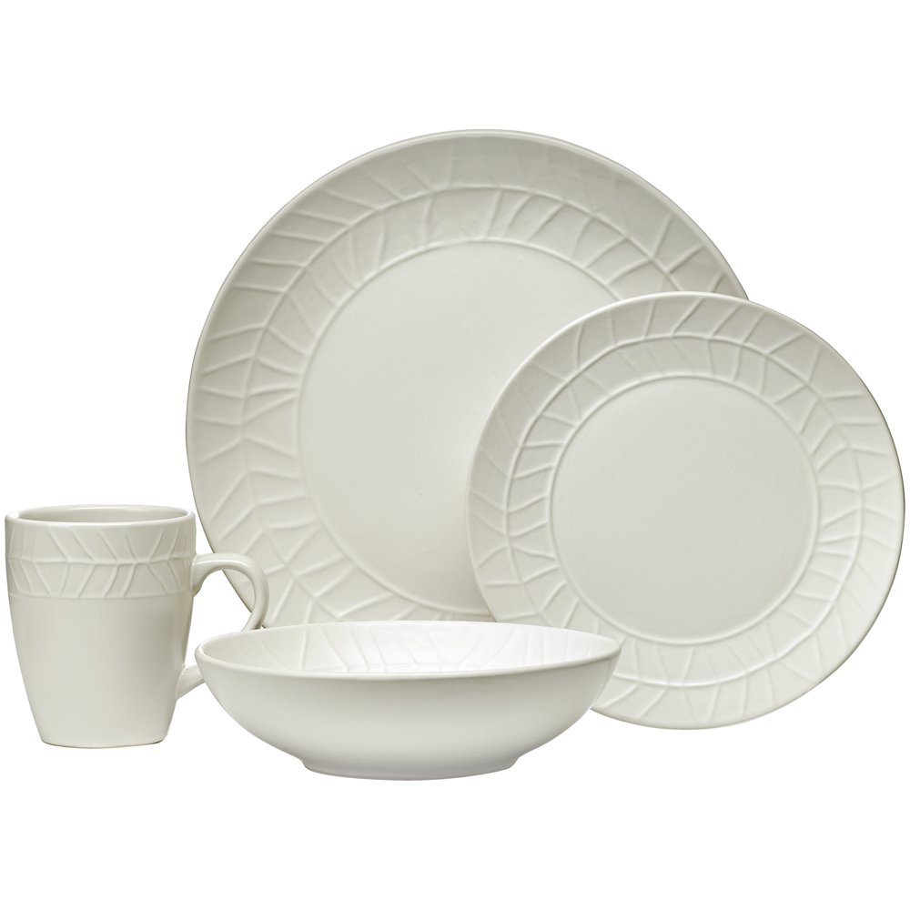 Mainstays Nature Collection 16Piece Offwhite Stoneware Dinnerware Set