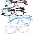 thumbnail image 1 of 4 Pack Blue Light Blocking Reading Glasses Women Men,Spring Hinge Computer Readers,Anti UV Ray Square Nerd Eyeglasses, 1 of 7