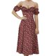 thumbnail image 3 of de con estampado floral dulce para mujer, hombros descubiertos, cuello en V, derrames laterales , atuendos casuales L Yinane Vestido estampado floral, 3 of 7