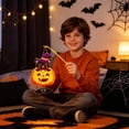 thumbnail image 3 of 1Pc Halloween Lighted Hanging Pumpkin Lantern, Pumpkin Halloween Wall Decor for Home Party Indoor Outdoor (Black Cat), 3 of 7