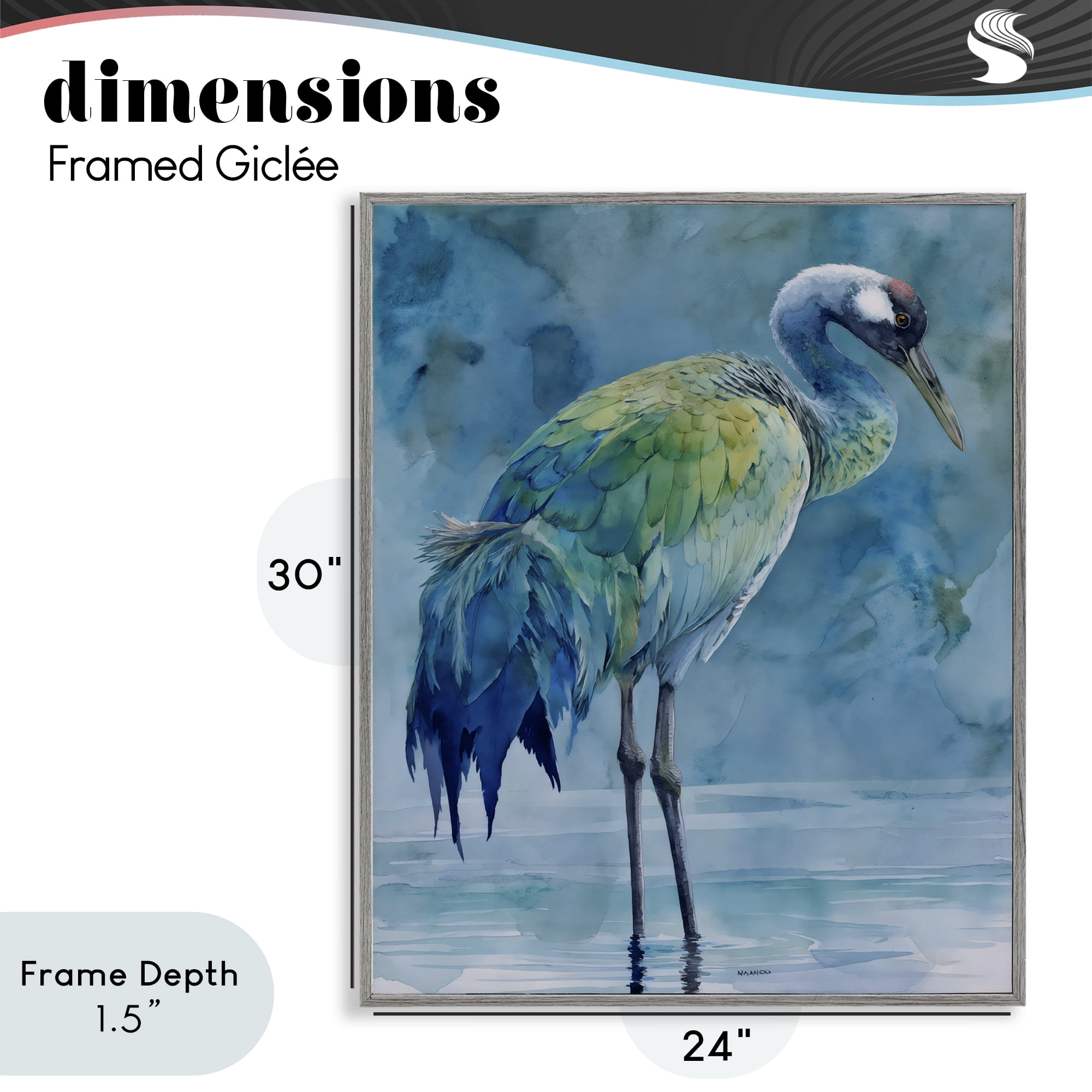 Stupell Industries Turquoise Feathered Coastal Bird Gray Framed Giclee Art, design by Franklyn Gregory
