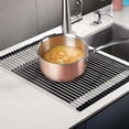 thumbnail image 4 of DISEN Roll Up Dish Drying Rack, Over The Sink Dish Rack Foldable, Heat-Resistant, Anti-Slip Silicone Coated Steel Dish Drainer for Kitchen Sink Counte,Multipurpose Roll Up Sink Drying Rack 17.8''x13'', 4 of 5