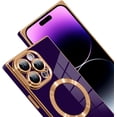thumbnail image 2 of Case for iPhone 14 Pro Max Cute Plating Case[Compatible with Magsafe] for Women Girls Soft TPU Shockproof Camera Protection Electroplate Bumper Cover for iPhone 14 Pro Max 6.7"- Purple, 2 of 11