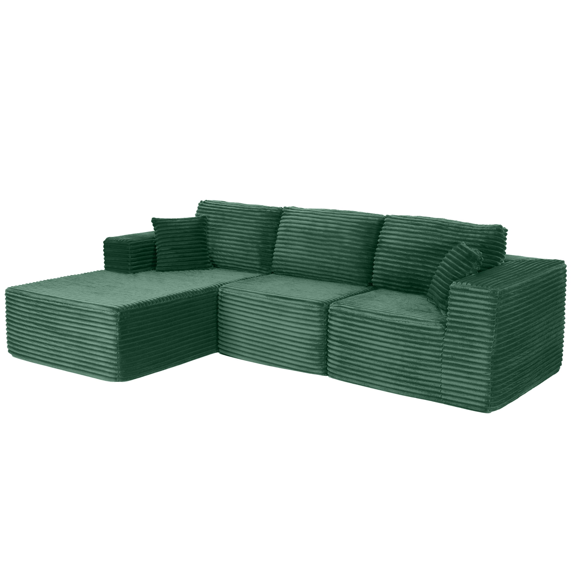 MAYEERTY Modern Corduroy Modular Sofa, Sectional Boneless Couches for Home, 104×67" Green