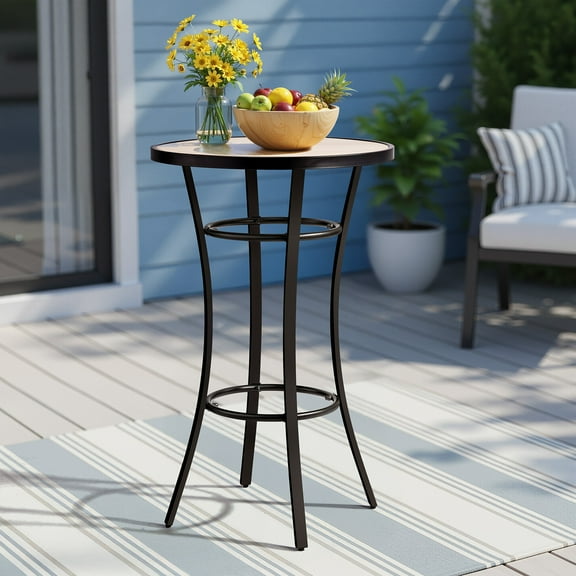 UBesGoo 39inch High Bar Table, Outdoor Pub Round Table, Patio Pub Dining Table for Indoor Outdoor Pool Backyard Porch