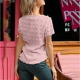 thumbnail image 4 of Summer Tops for Women 2024 Chiffon Work Blouses For Women Short Sleeve T Shirts Going Out Tops Elegant Trendy Casual Summer Clothes With Designs, 4 of 7