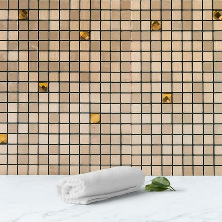 Copper Sun Wall Art Efavormart 10 Pack Self-adhesive Copper Metal Backsplash Peel & Stick Mosaic Wall Tile With Rhinestones - 12