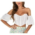 thumbnail image 1 of Blusa moldeadora de encaje con mangas abullonadas a la moda estilo corte Vintage para mujer Fridja  nalpqowj30857, 1 of 6