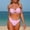 01-Pink, variant on Women's Halter Bandeau Bikini Set with Pads Metallic Ring High Cut Cheeky Bottom Two-Piece Swimsuits