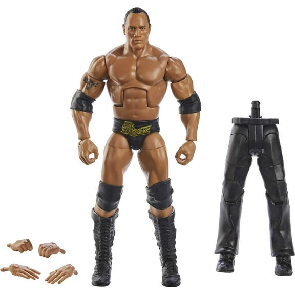 WWE WrestleMania Elite Collection The Rock Action Figure with Build-A-Figure Accessories
