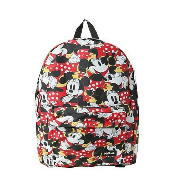Loungefly Minnie Mouse Backpack Red Polka Dot Disney All Over Print 16" Bag